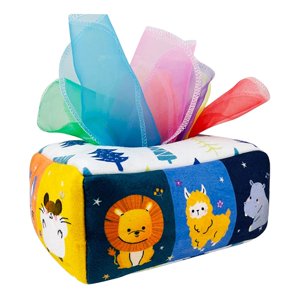 Magideal - Caja De Pañuelos Montessori Para Bebés, Juguetes De Aprendizaje Temprano Con Bufanda, Juguetes De Desarrollo Interactivo Para Niños, Niñas, Regalos De , Animales 18Cmx12Cmx9Cm