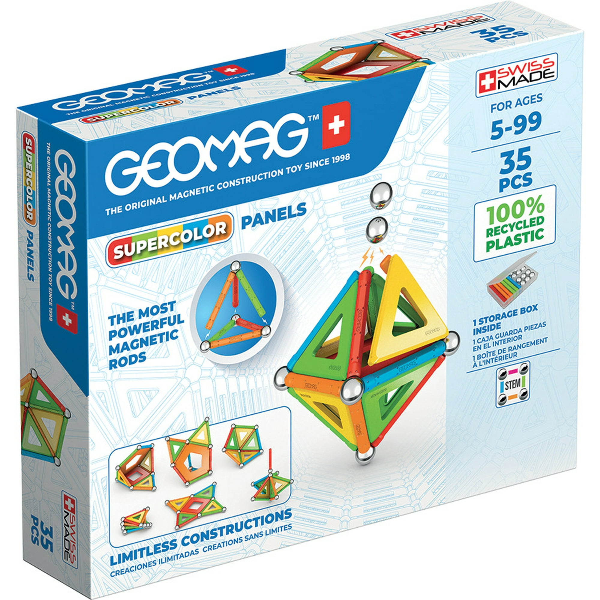 Geomag - Juego De Creacion Magnético Supercolor (35 Piezas) - Línea Ecológica