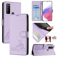 Funda Tipo Cartera Foxdock Para Tcl 30 Xl Con Soporte, Ranuras, Rfid, Diseño De Gato