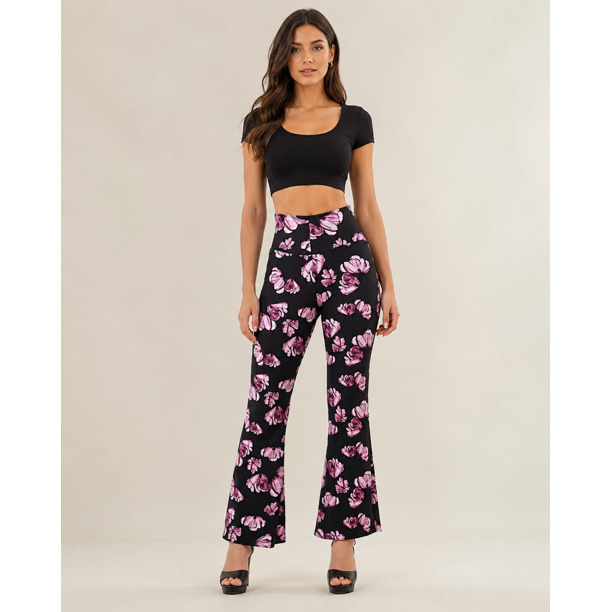 Pantalon Pata De Elefante Flare Confección Nacional Para Mujer