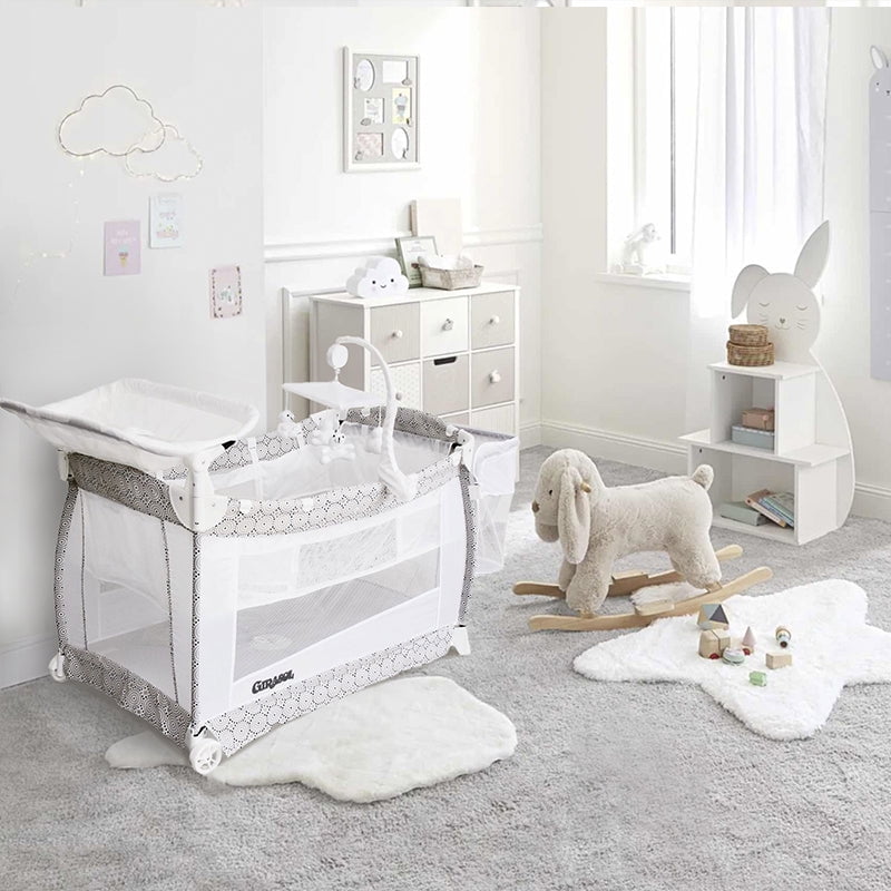 Girasol - Cuna Corral Nevada 2 Alturas Con Movil Musical Oso Polar