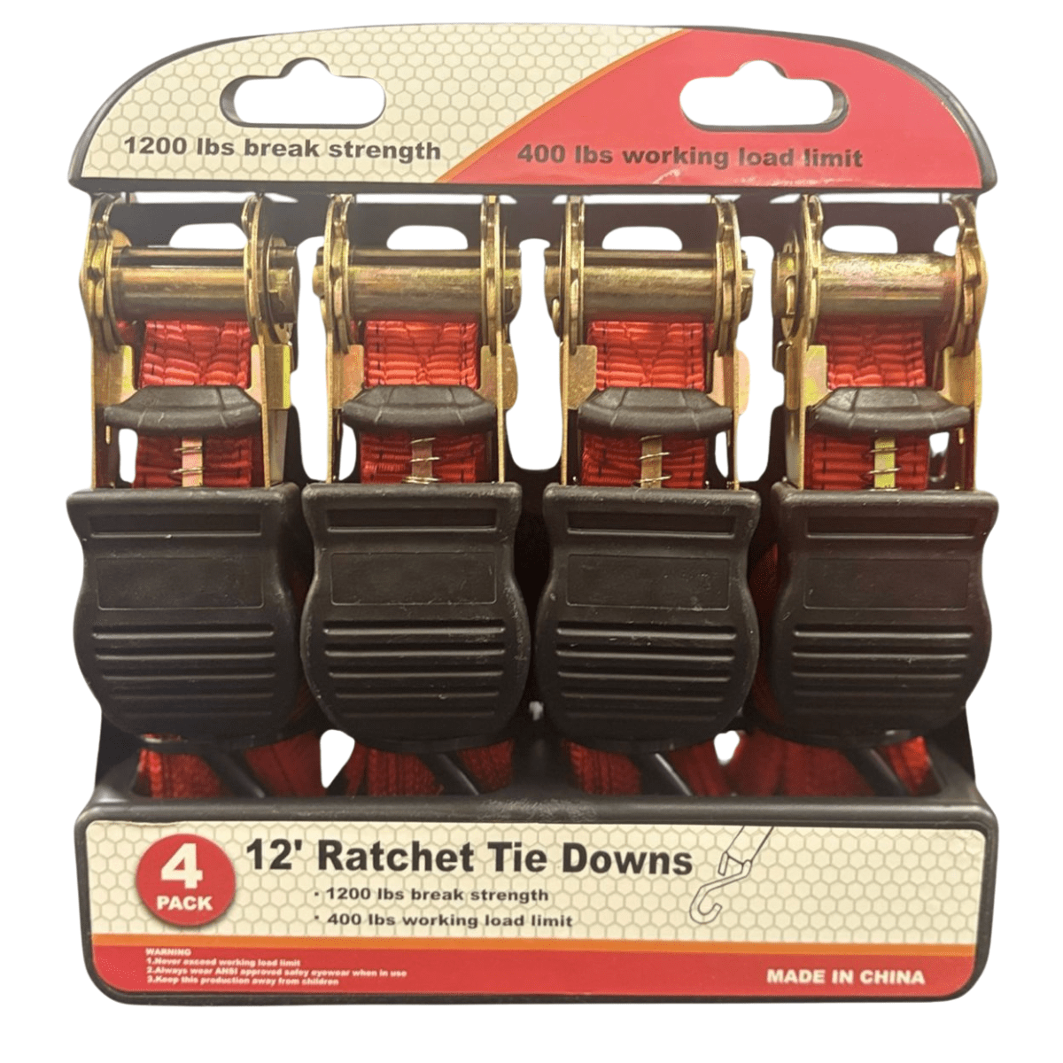 Soloferta - Set 4 Eslingas De Amarre Rojo 3,5metros 1200lb