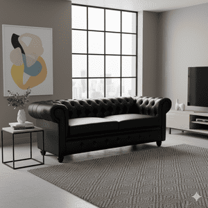 Sc Decohome - Sofa 3 Cuerpos Chester Luxe Negro