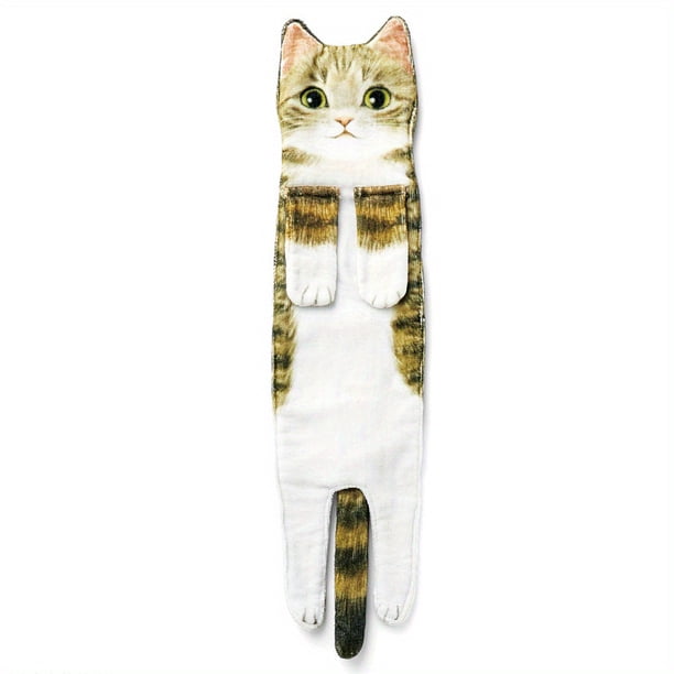 1pc Cute Cat Hand Towels for Bathroom and Kitchen - Super Absorbent and Decorative Face Towels