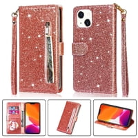 Foxdock - Funda Para Elegante Funda Iphone 13 Mini Glitter Con Cremallera-Ideal Para El Uso Diario