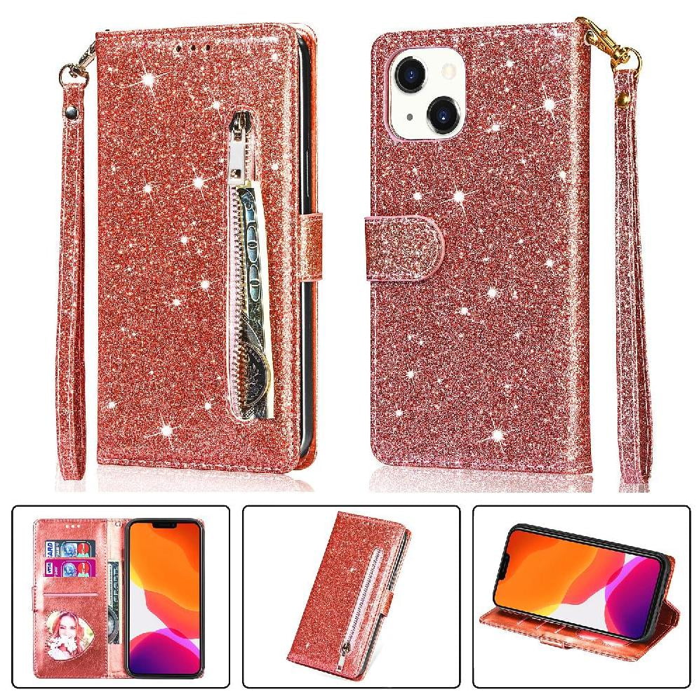 Foxdock - Funda Para Elegante Funda Iphone 13 Mini Glitter Con Cremallera-ideal Para El Uso Diario