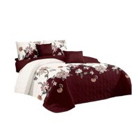 Genérico - Cubrecama Quilt Verano 2 Plazas - Burdeo Hojas Flabeladas Kfl150