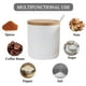 thumbnail image 5 of No azucarero de cerámica, azucarero de porcelana con tapa de madera y cuchara de porcelana, azucarero retro pequeño, adecuado para cafetería, cocina y desayuno en casa, color blanco, 5 of 5