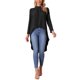 thumbnail image 2 of INSPIRE CHIC Blusa de Mujer con Dobladillo Alto Bajo, Manga Larga, Abertura en la Espalda, Cuello Redondo, Dobladillo Asimétrico, Blusa Casual Elegante S Negro, 2 of 6