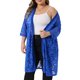 thumbnail image 4 of Agnes Orinda Women's Plus Size Floral Lace Cardigan Ligero 3/4 Mangas Abiertas Chaqueta Exterior 1X Azul Real, 4 of 6