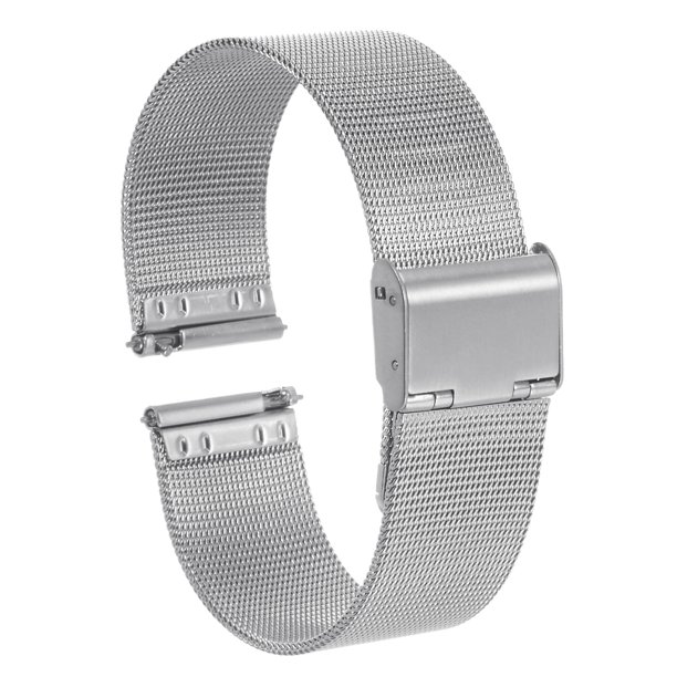 Correa de reloj de malla de acero inoxidable Uxcell 20mm liberación rápida ajustable correa de reloj de metal para hombres y mujeres, tono plateado