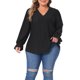 thumbnail image 1 of Agnes Orinda Blusas de Talla Grande para Mujeres Cuello en V Volante Manga Larga Ojal Encaje Crochet Casual Blusas Huecas Camisetas 1X Negro, 1 of 6