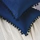 thumbnail image 4 of REGALWOVEN Paquete de 2 fundas de almohada de terciopelo con pompones Fundas de cojín decorativas con flecos Azul oscuro 12" x 20", 4 of 6