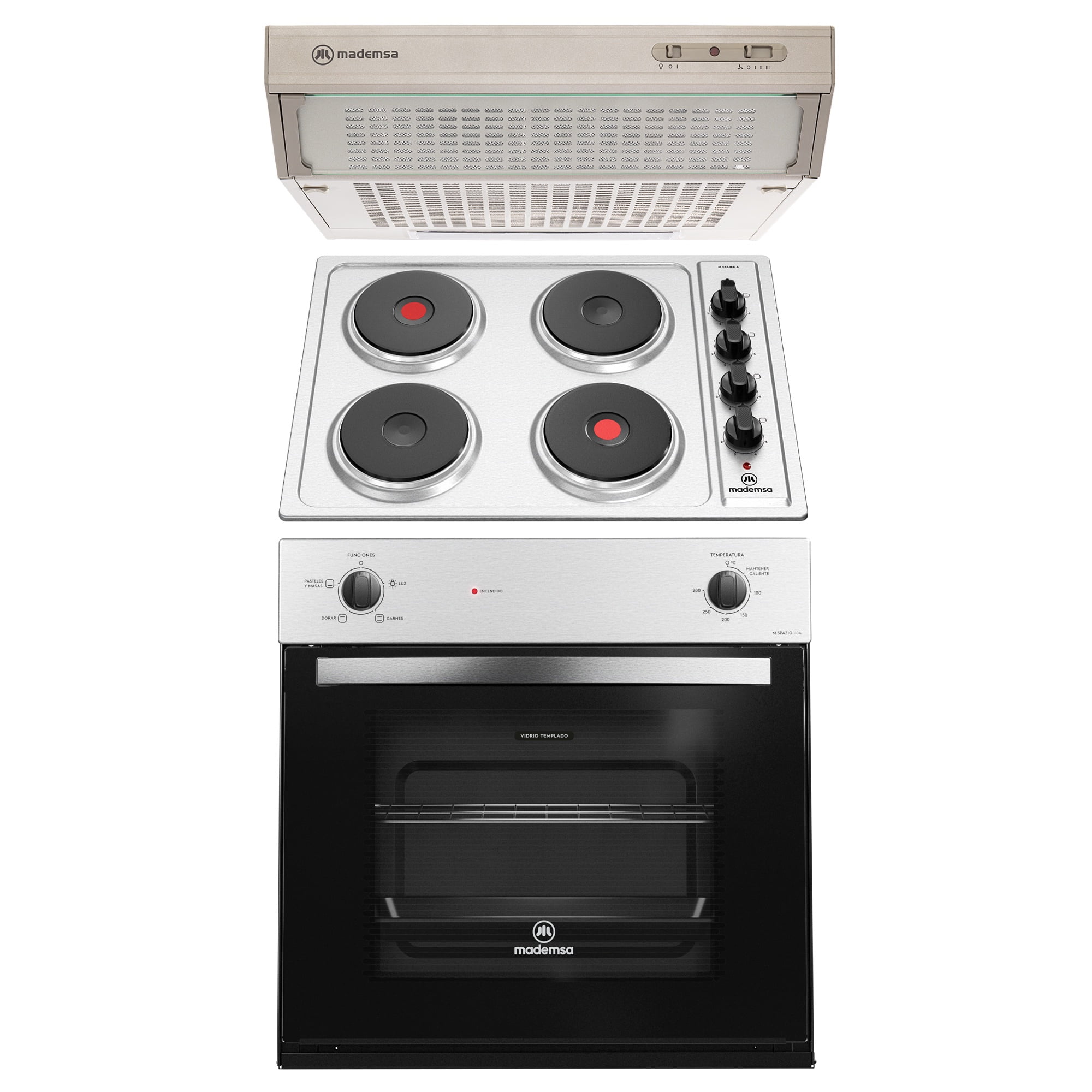 Mademsa - Kit Empotrado Horno M 110a + Encimera 48ed + Campana U160s