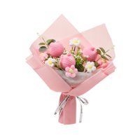 Magideal - Ramo De Flores De Ganchillo, Adorno Artificial, Decoración Creativa Para El Hogar, Accesorios De Fotografía, Ramo De Punto Hecho A Mano, Regalo De Com Rosa