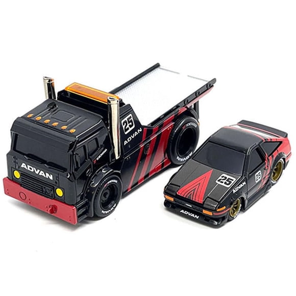 Modelos Diecast Camión Plataforma Muscle Machines Negro/Rojo 1/64