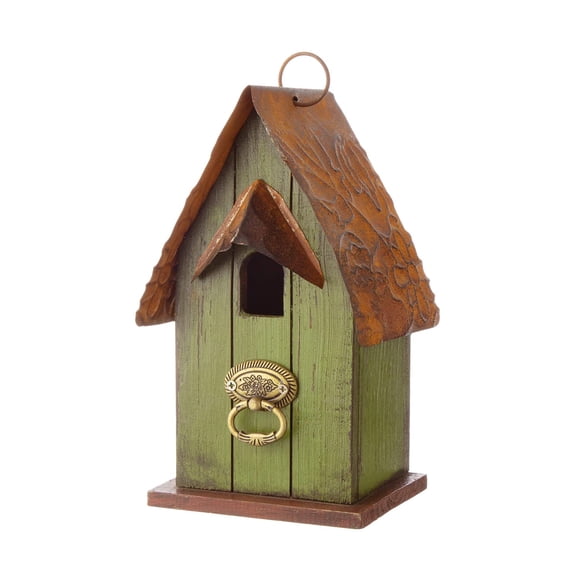 Bird House Glitzhome, decoración rústica de madera para jardín, 10 cm