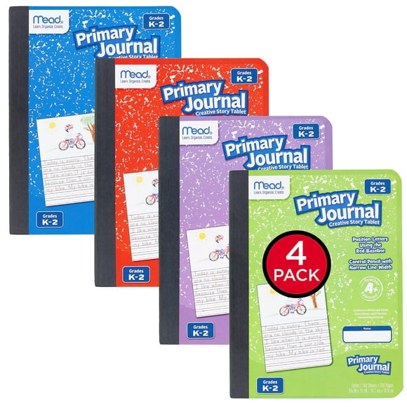 Cuaderno Mead Primary Journal, paquete de 4 unidades, K-2, 100 hojas