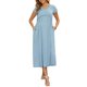 thumbnail image 2 of Vestido de Maternidad INSPIRE CHIC para Mujer Maxi de Manga Corta con Pliegues y Volantes para Sesión de Fotos Casual Flowy 2026 Verano L Azul, 2 of 6