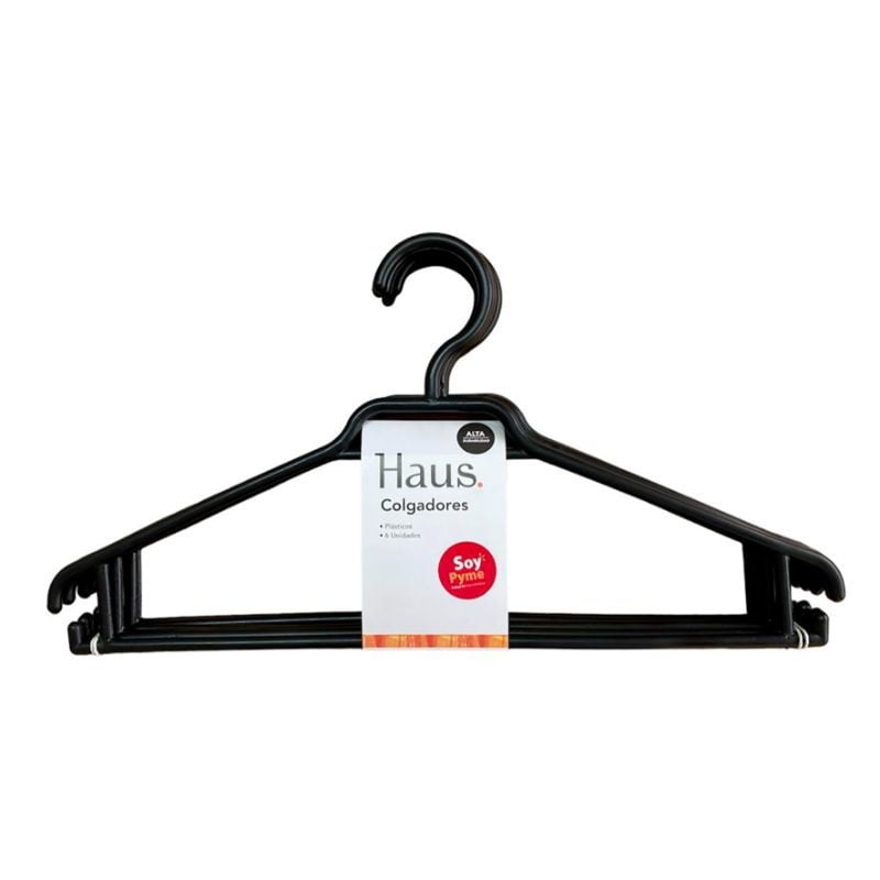 Set De Colgador Plasticos 6 Piezas Negro 1 Un Haus