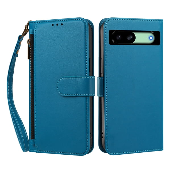 Funda Tipo Billetera para Google Pixel 8A con Soporte y Bolsillo con Cierre Azul