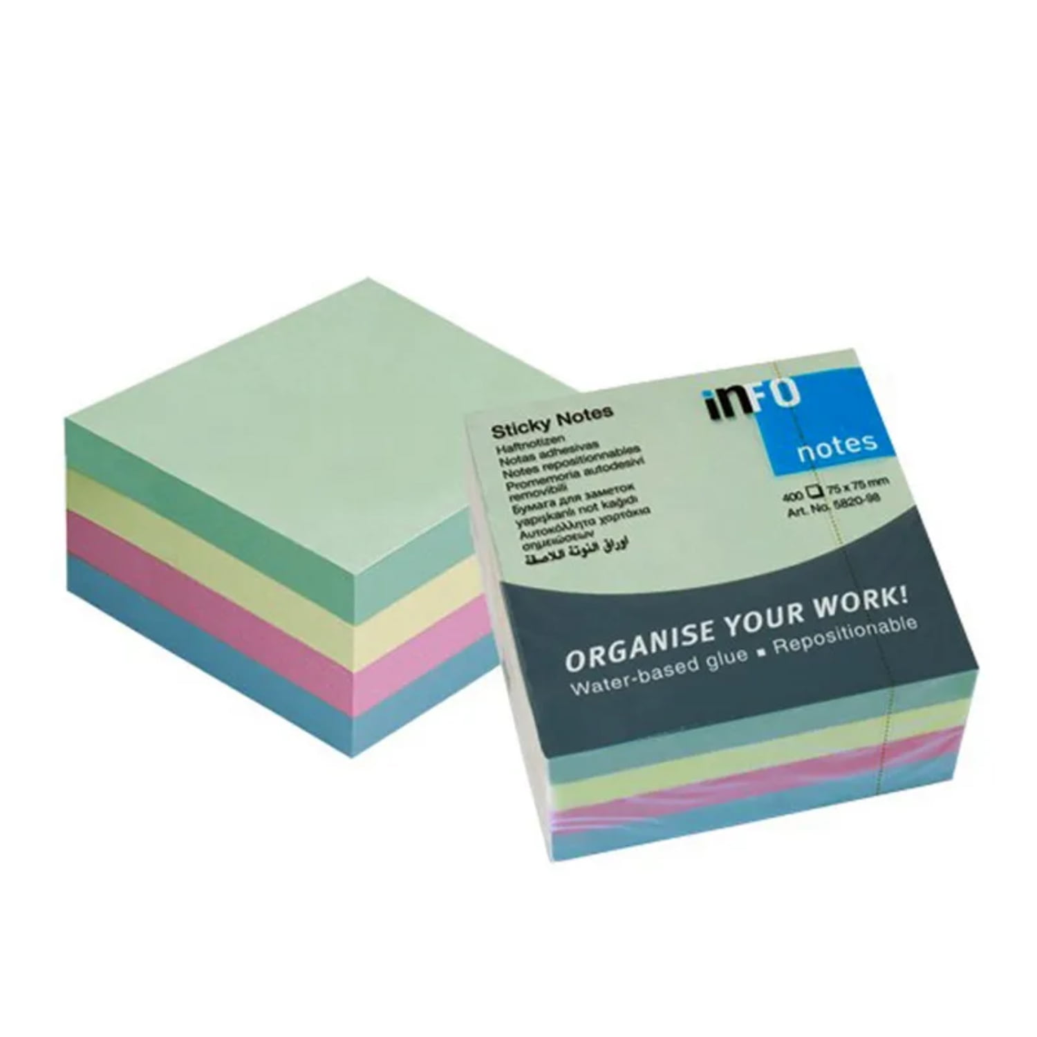 Infonotes - Pack 400 Notas Adhesivas Colores 75x75mm Info Notes - Ps