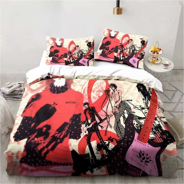 Cartoons Black Stone NANA Manga Bedding Set Single Twin Full Size Bed Set Adult Kid Bedroom Duvet Cover Sets Bed Sheets