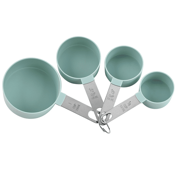 Tazas medidoras apilables con mango de acero inoxidable para medir ingredientes secos y líquidos