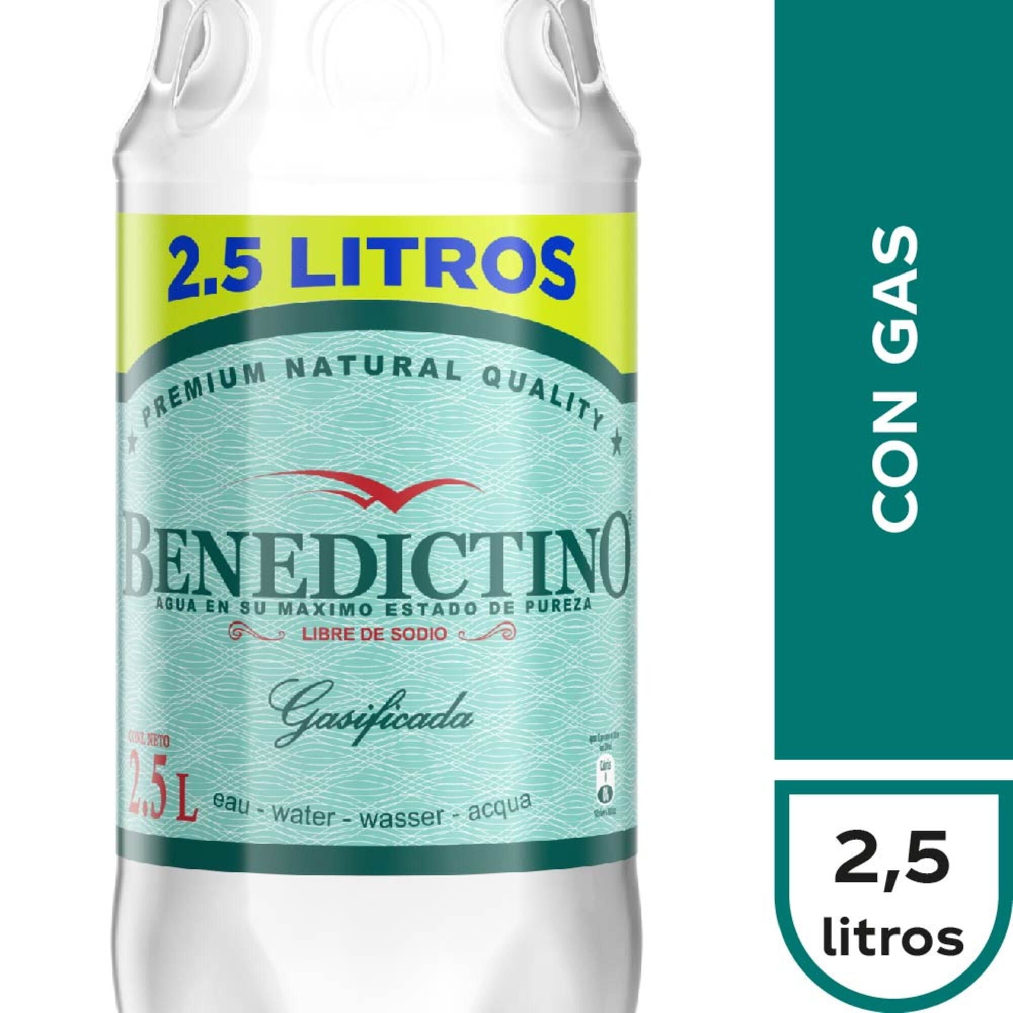 Agua Purificada Con Gas Botella 2,5 L Benedictino