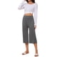 thumbnail image 2 of INSPIRE CHIC Pantalones Capri para Mujer de Cintura Alta Verano Casual Pierna Ancha Pantalones de Yoga para Viajar Gimnasio Ejercicio M Gris Oscuro, 2 of 6