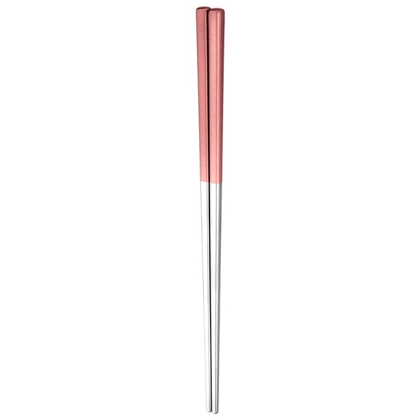XmhyTop 2 Pares de Palillos Reutilizables de Acero Inoxidable, palillos chinos japoneses, Antiadherente, Aptos para Lavavajillas, 23.5 cm, El estilo C, Plateado Rosa
