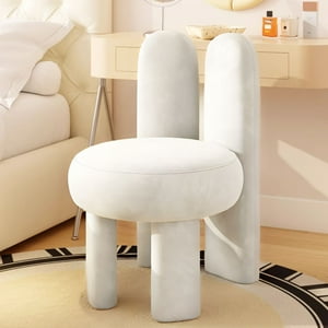 Santú Home & Deco - Silla Taburete Tocador De Terciopelo Blanco