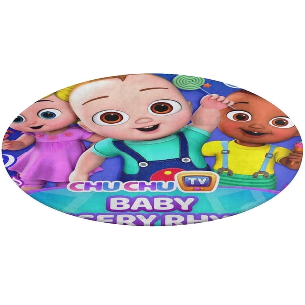 Chu Chu TV Alfombra Redonda de Felpa Coral, Antideslizante, No Desprende Pelusas, Lavable y Duradera para Salón, Dormitorio y Habitación de Niños 60cm