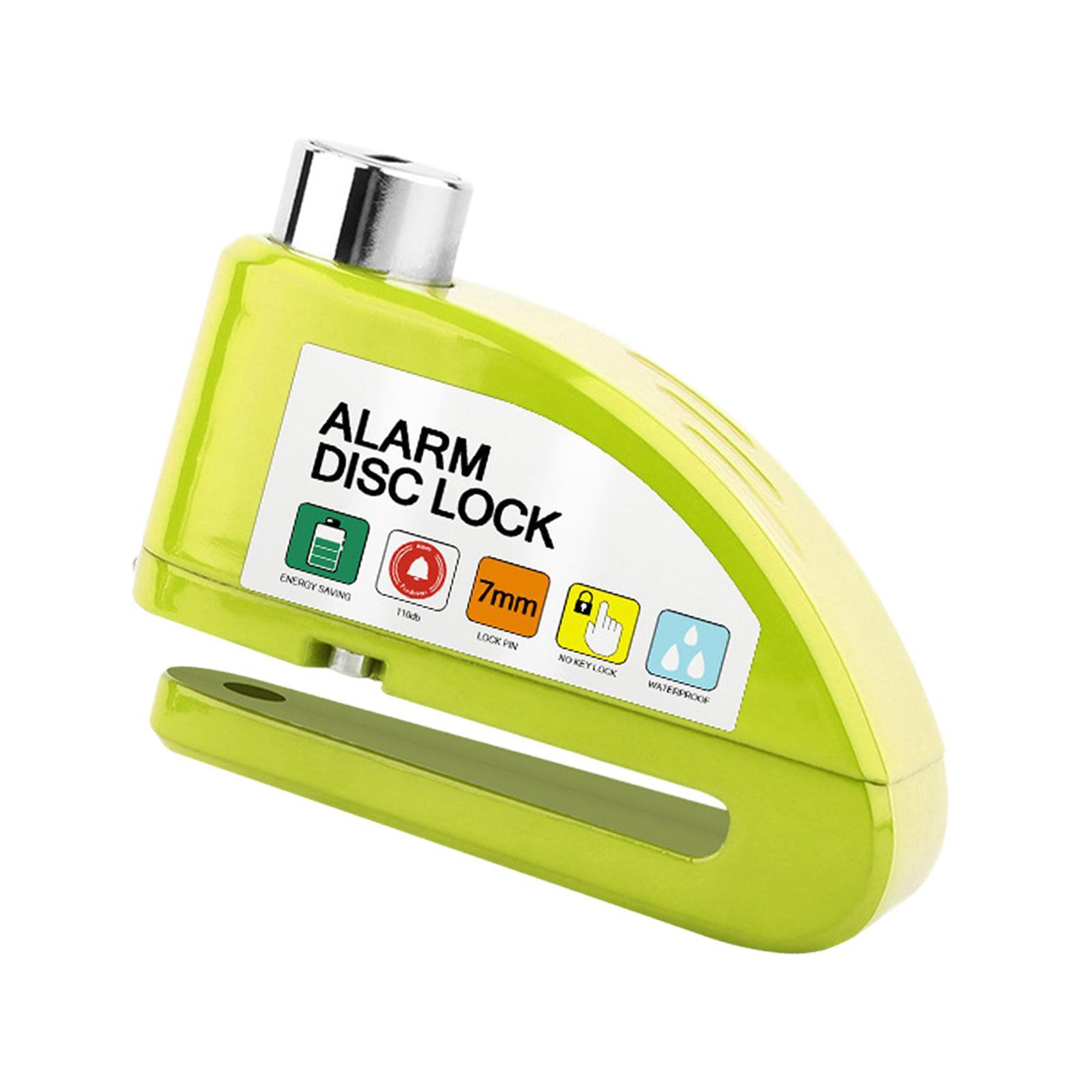 Ioensy - Candado De Disco Genérico Con Alarma Para Orificio De 7 Mm De Diámetro Superior Para Bicicleta, Motocicleta, Verde
