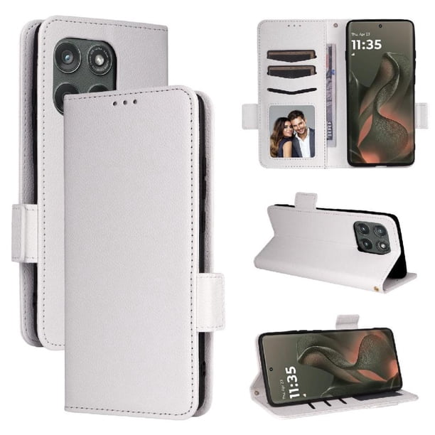 Funda Cartera para Motorola MOTO Edge 5G 2025 Tapa Flip con Ranuras y Soporte Blanco
