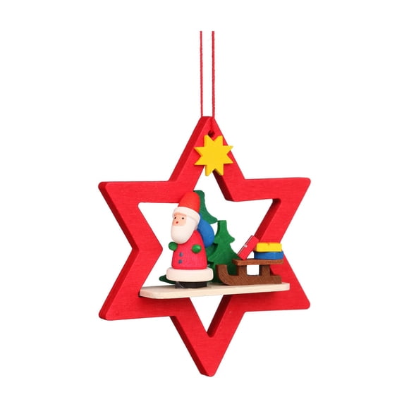 Adorno Christian Ulbricht Papá Noel con Trineo Estrella Roja 7x7x3 cm
