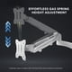 thumbnail image 3 of Soporte para monitor Mount-It! de tres brazos con resorte de gas y puertos USB, blanco, 3 of 8