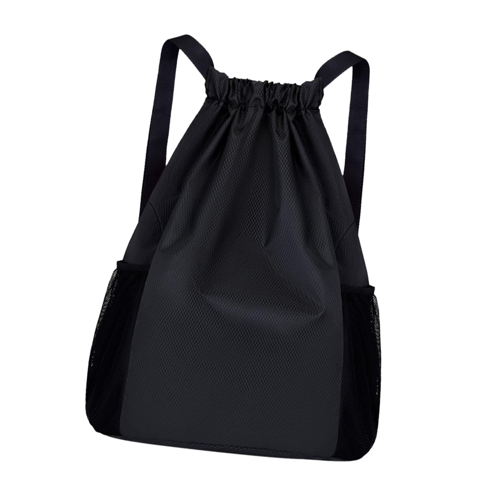 Ioensy - Mochila Con Cordón Mochilas Deportivas Bolsas De Viaje Para Hombres Mujeres Bolsa De Gimnasio Grande Negro