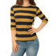 thumbnail image 1 of INSPIRE CHIC Camisetas a Rayas de Regreso a Clases para Mujer Ajuste Ceñido Mangas al Codo Cuello de Barco Talla M Mostaza Azul Marino, 1 of 7