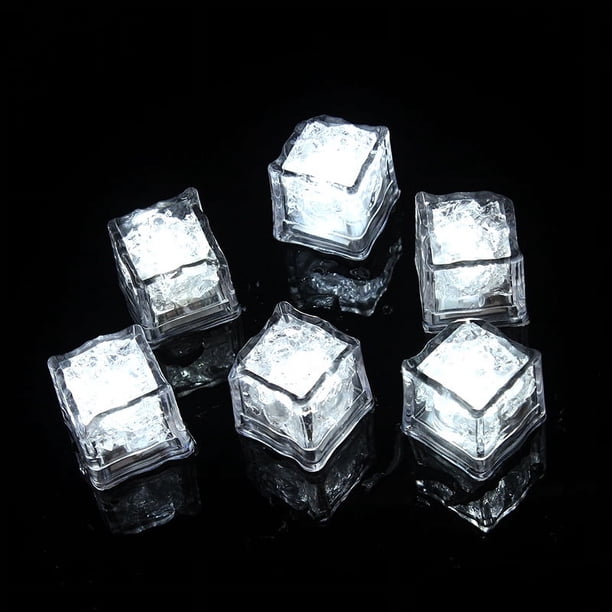 Cubitos de hielo iluminados, paquete de 12, reutilizables, brillantes y parpadeantes, para fiestas en bares y clubes.