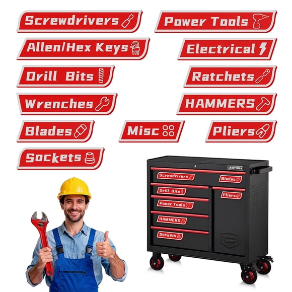 LETOURWM Etiquetas Magnéticas para Caja de Herramientas - Pack de 12 Impermeables