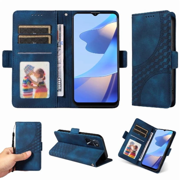 Carcasa FOXDOCK OPPO A54s de cuero PU, diseño acolchado clásico, protección contra caídas y rayones