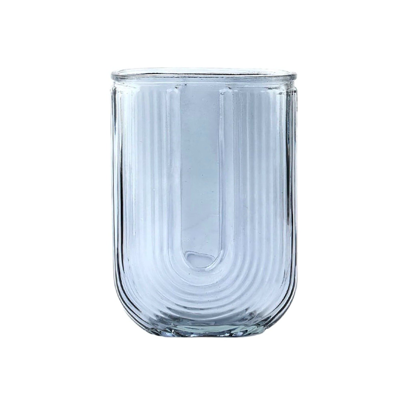 Oem - Florero Jarron Decorativo Vidrio Lineas Rectangular 18cm G