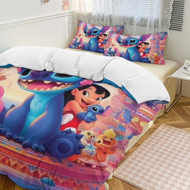 StitchCartoon Collection 3-Piece Comforter Set, Personalized Bedding Decor for Kids And Teens Bed Sheets