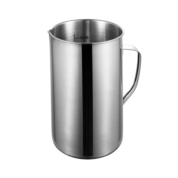 Taza medidora de acero, taza medidora de líquidos, multiusos, 2 l, para cocina, panadería, repostería, cocina, jarra medidora, taza para servir espres
