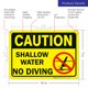 thumbnail image 3 of Letrero de piscina Sigo Signs Shallow Water No Diving, 25 x 18 cm, 3 of 9