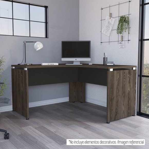 Escritorio L-140 Home Office Negro - Coñac