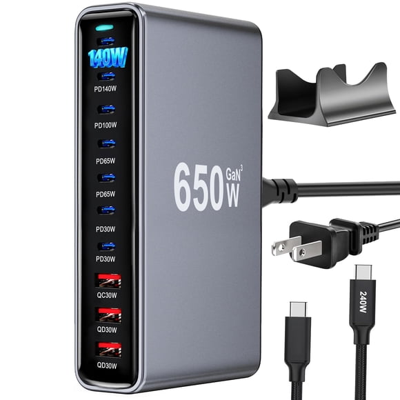 Cargador USB‑C ZFKYDIF 650 W GaN III PD 140 W Multi‑puerto