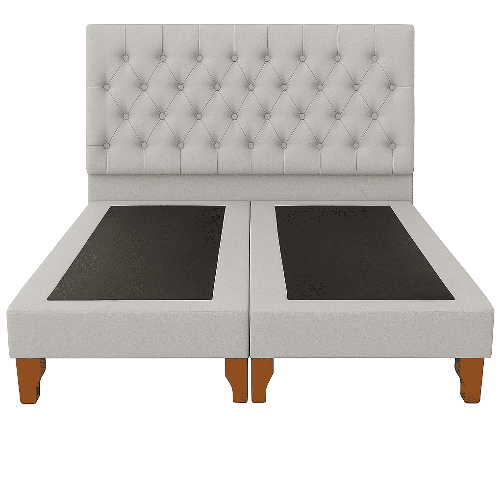 Ethan Desing - Cama 2 Plazas Modelo Capitoné Gris Claro Perla