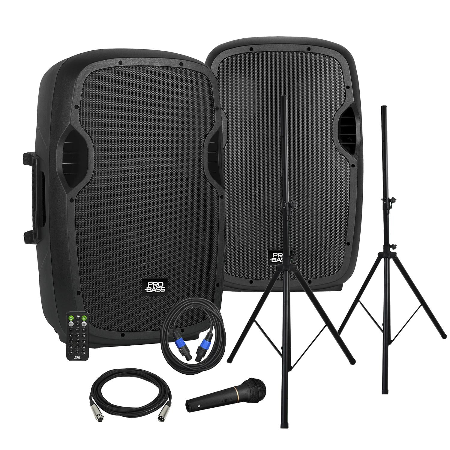 Kit De Dos Parlantes + Atril Probass Powerstage 215bt